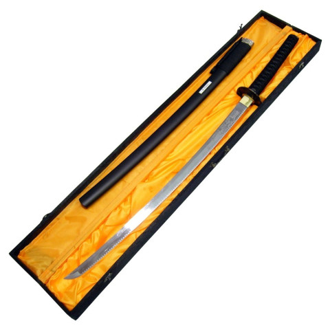 Katana ornemental acier carbone lame gravée décoratif
