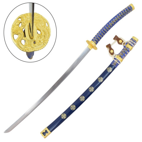 Katana ornemental bleu - lame décorative non affûtée