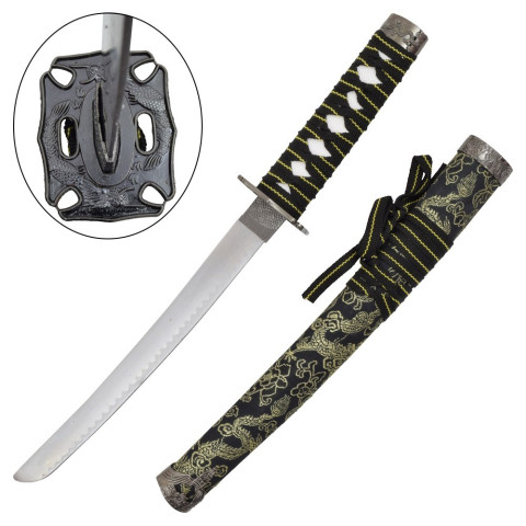 Set 3 lames katana wakizashi tanto noir décoratif