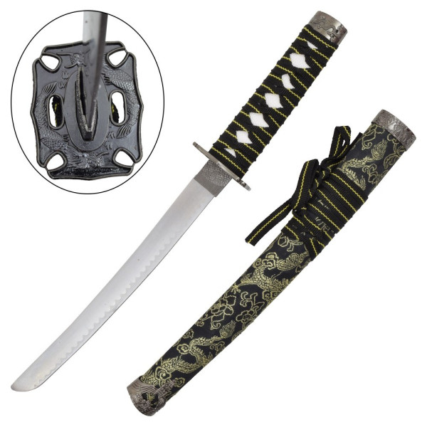 Set 3 lames katana wakizashi tanto noir décoratif