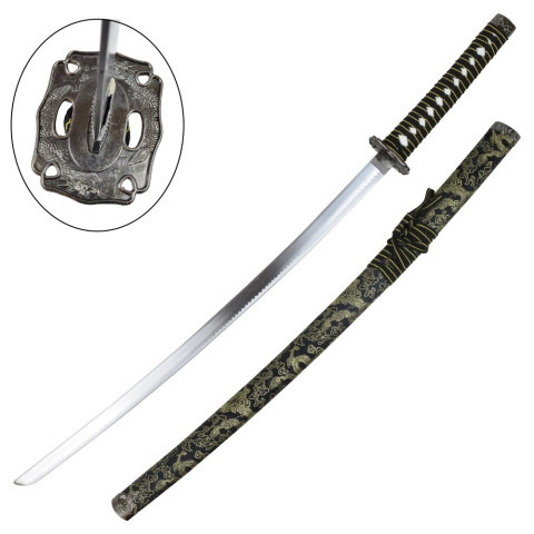 Set 3 lames katana wakizashi tanto noir décoratif