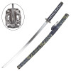 Set Katana Wakizashi Tanto ornemental bleu avec support
