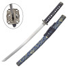 Set Katana Wakizashi Tanto ornemental bleu avec support