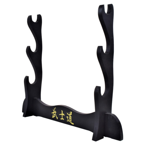 Support de table bois pour 3 katanas - Noir