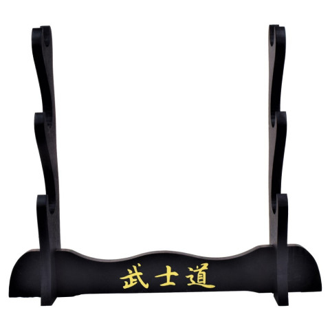 Support de table bois pour 3 katanas - Noir