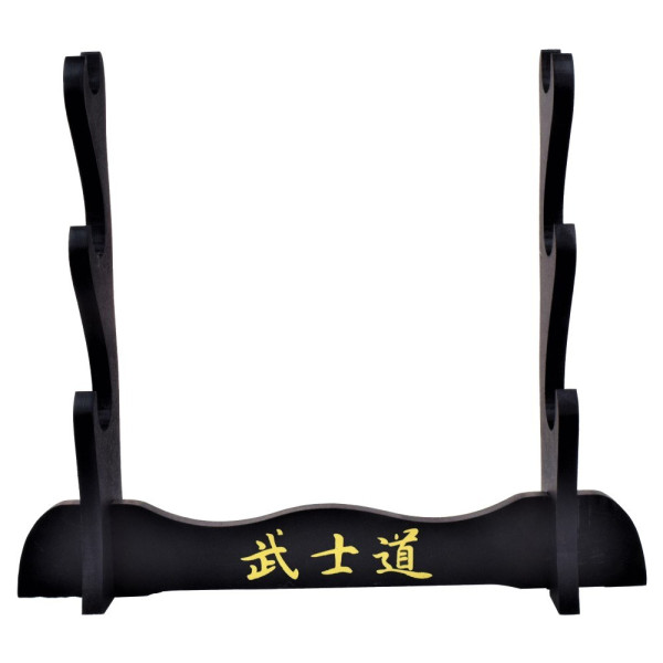 Support de table bois pour 3 katanas - Noir