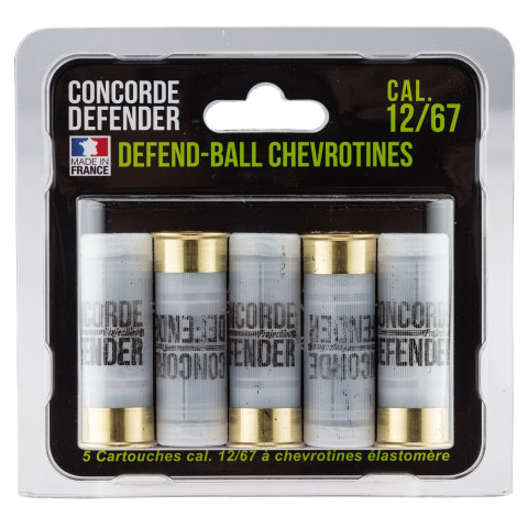 Cartouches Defend-Ball Cal. 12/67 chevrotines élastomère x5