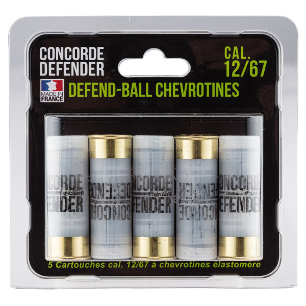 Cartouches Defend-Ball Cal. 12/67 chevrotines élastomère x5