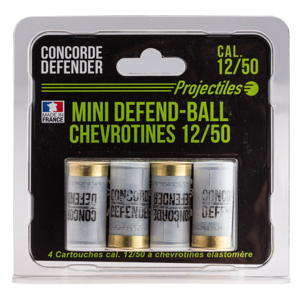 Cartouches Mini Defend-Ball Cal. 12/50 Chevrotine Élastomère x4