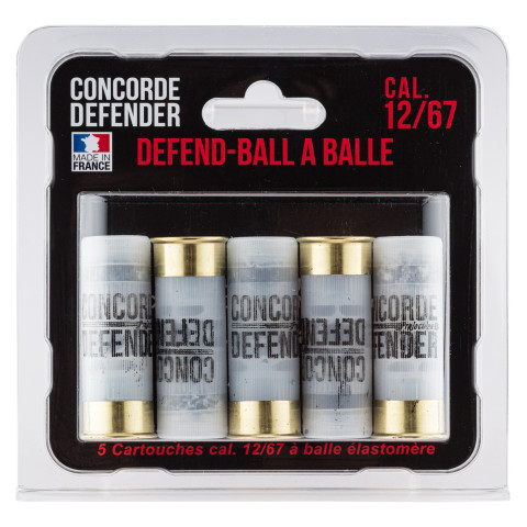 Cartouches Defend-Ball Cal. 12 balle élastomère x5