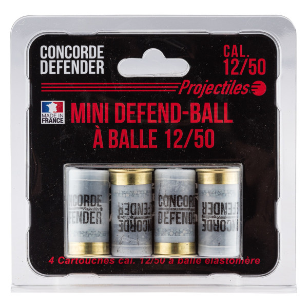 Cartouches Mini Defend-Ball Cal. 12/50 élastomère x4
