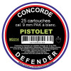 25 cartouches à blanc 9 mm Pak Concorde Defender fiables