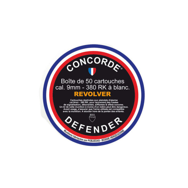 50 cartouches 9 mm RK à blanc Concorde Defender – entraînement