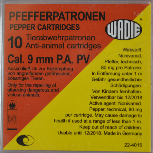 Cartouches 9mm PA gaz poivre WADIE – Pack x10