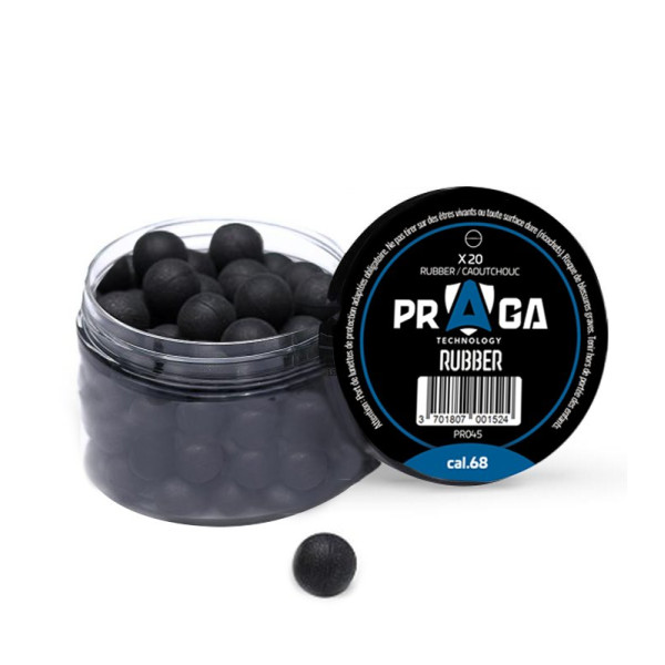 Billes caoutchouc cal.68 Praga Technology – lot de 20