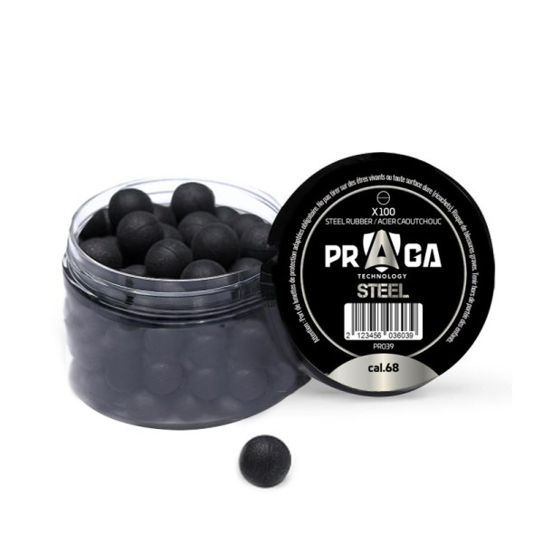 Billes caoutchouc acier .68 Praga Technology x20 – défense non létale
