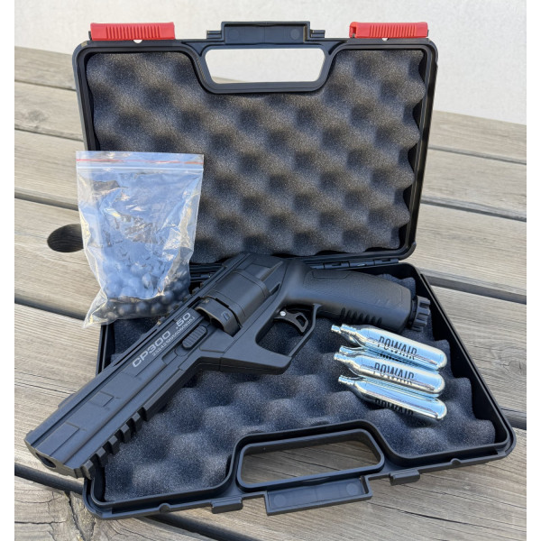Pack revolver CO2 Snowpeak CP300 13 joules avec cartouches C50, billes et mallette