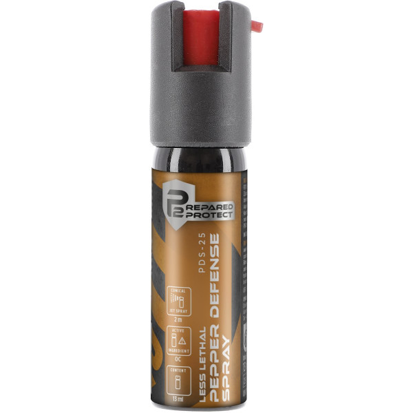 Bombe lacrymogène poivre Prepared 2 Protect PDS-25 jet conique 13 ml