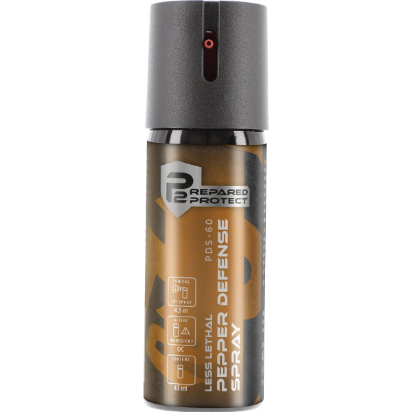 Bombe lacrymogène Prepared 2 Protect PDS-60 gaz OC poivre 43 ml jet conique
