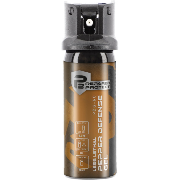 Bombe lacrymogène gel OC Prepared 2 Protect PDG-60 38 ml jet balistique