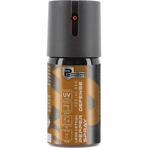 Bombe de défense au poivre OC Prepared 2 Protect PDS-40 Red gaz jet conique marqueur UV 26 ml