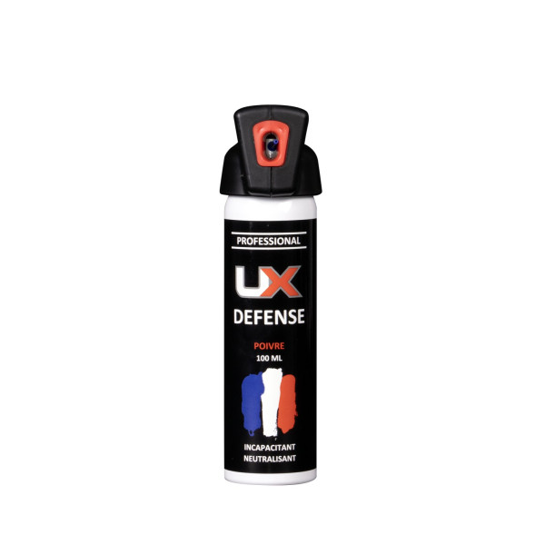 Bombe lacrymogène gaz poivre UX Performance Pro 100 ml poignée noire