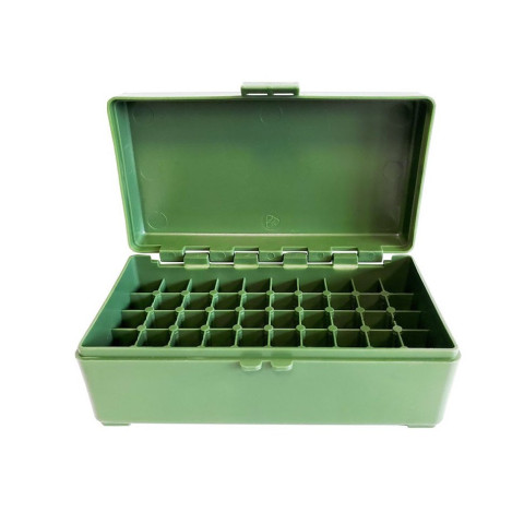 Boîte de rangement munitions Megaline calibre 357 capacité 50 cartouches coloris vert