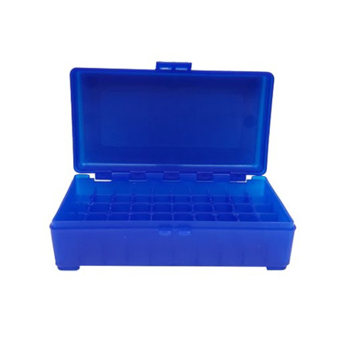 Boîte de rangement 50 munitions calibre 9mm bleue Megaline