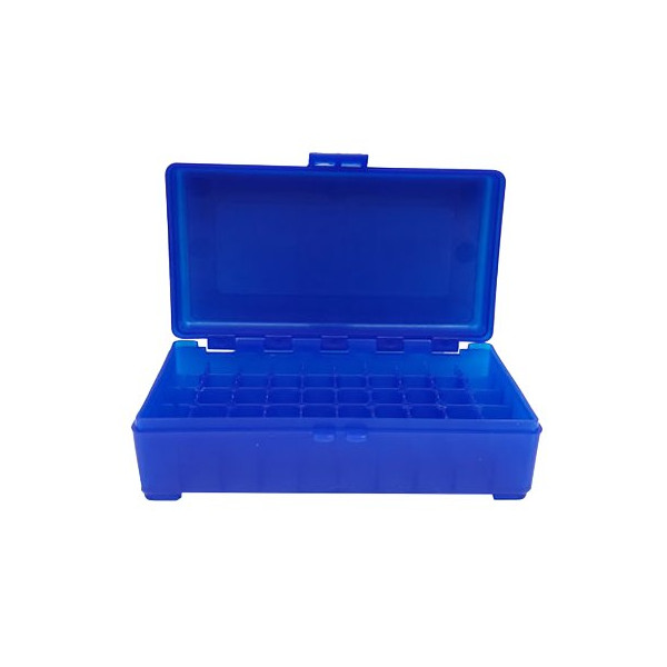 Boîte de rangement 50 munitions calibre 9mm bleue Megaline