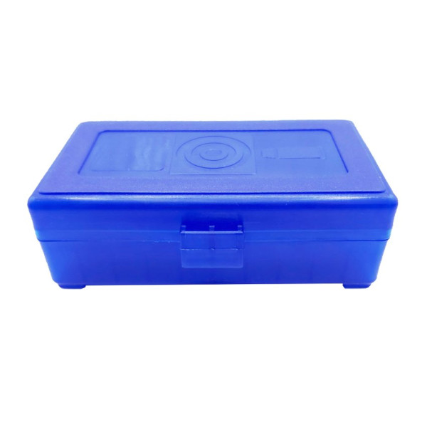 Boîte de rangement 50 munitions calibre 9mm bleue Megaline