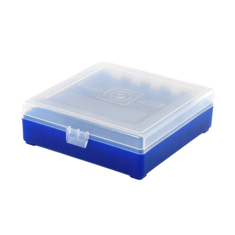 Boîte de rangement munitions cal 9mm 100 cartouches couvercle transparent Megaline