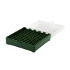 Boîte de rangement munitions cal 9mm Megaline couvercle transparent 100 cartouches verte