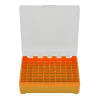 Boîte de rangement 100 munitions cal 9mm Megaline orange couvercle transparent
