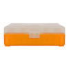 Boîte de rangement 100 munitions cal 9mm Megaline orange couvercle transparent