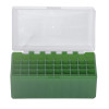Boîte de rangement munitions Megaline cal. 243 verte couvercle transparent 50 cartouches