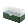 Boîte de rangement munitions Megaline cal. 243 verte couvercle transparent 50 cartouches