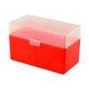 Boîte de rangement munitions Megaline rouge couvercle transparent 50 cartouches calibre 30-06