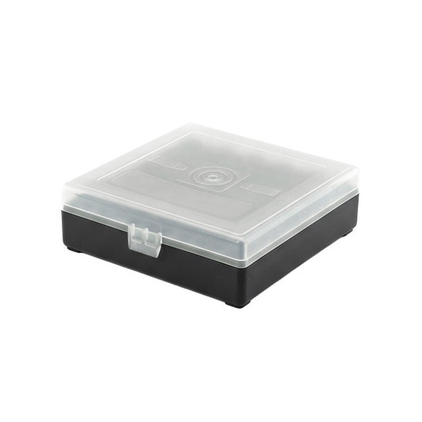 Boîte de rangement munitions Megaline noire couvercle transparent 100 cartouches cal 22LR et 25 ACP