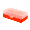 Boîte de rangement munitions Megaline rouge couvercle transparent 50 cartouches calibre 45LC/44 Mag