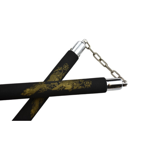 Nunchaku Noir en Mousse : Entraînement Sûr et Léger, 30 cm