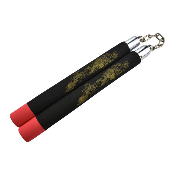 Nunchaku Noir en Mousse : Entraînement Sûr et Léger, 30 cm