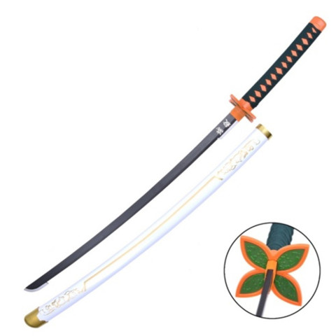 Katana ornemental lame bambou - Fourreau blanc décoratif