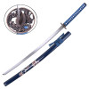 Katana ornemental lame acier - saya bleu motif dragon