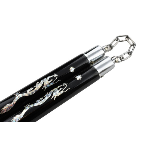Nunchaku en Hêtre Noir : Précision et Style Dragon Unique