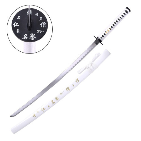 Katana ornemental blanc - lame acier décorative