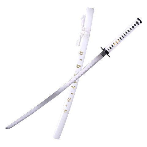 Katana ornemental blanc - lame acier décorative