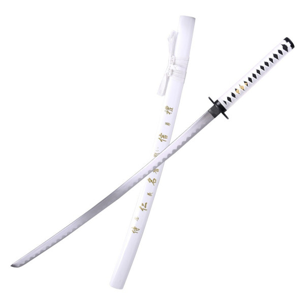 Katana ornemental blanc - lame acier décorative