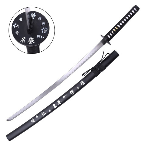 Katana ornemental noir – lame décorative en acier