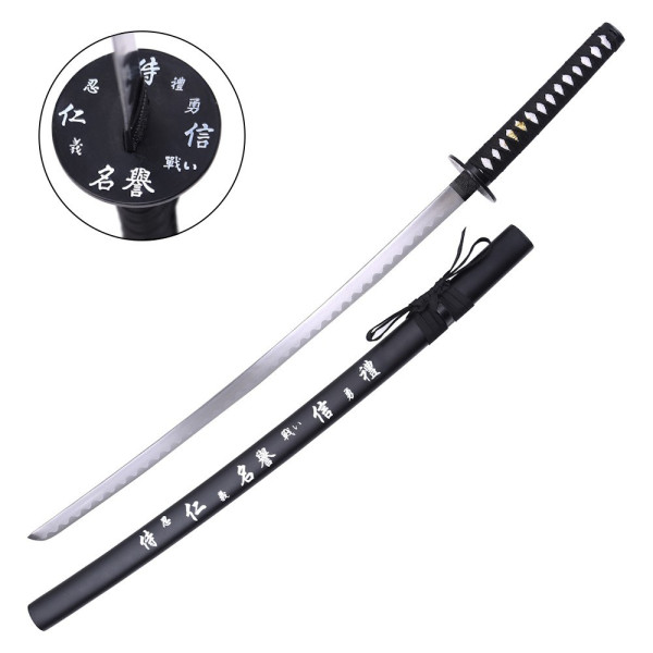 Katana ornemental noir – lame décorative en acier