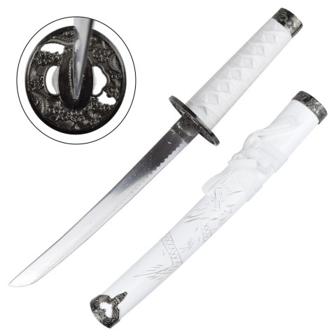 Set Katana Wakizashi Tanto blanc - décoratif dragon